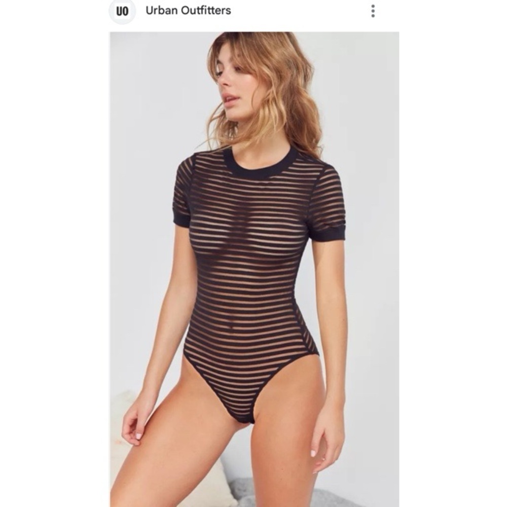 Urban Outfitters- Out From Under Black Striped Bodysuit